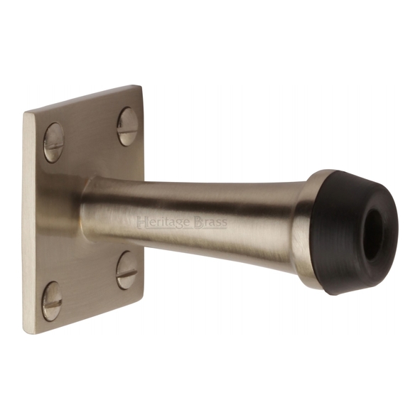 V1190 76-SN • 076mm • Satin Nickel • Heritage Brass Wall Mounted Projection Door Stop On Square Plate